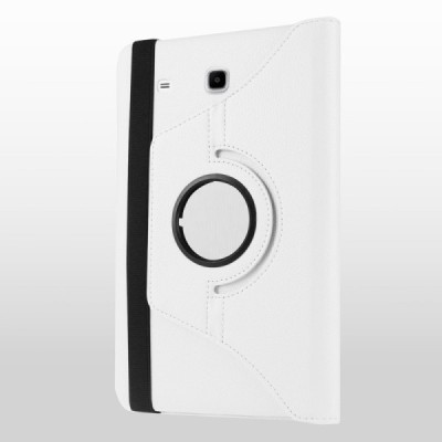 Samsung Galaxy Tab A 7.0 2016 (T280,T285) atverčiamas, sukamas 360 laipsnių, baltas odinis dėklas - stovas / Priedai.lt