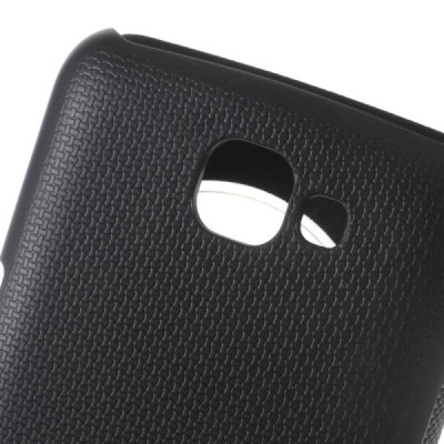 LG K4 (K120E) View Window juodas odinis atverčiamas dėklas su langeliu / Priedai.lt