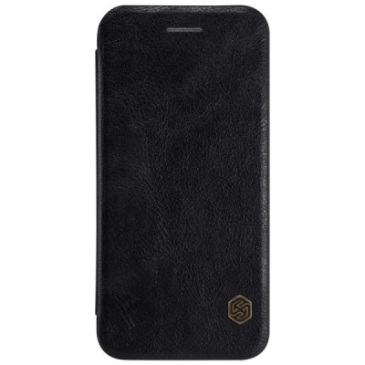 Prabangus „Nillkin“ Qin serijos juodas odinis atverčiamas Apple iPhone 7 (iPhone 8) dėklas / Priedai.lt
