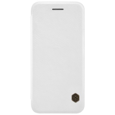 Prabangus „Nillkin“ Qin serijos baltas odinis atverčiamas Apple iPhone 7 (iPhone 8) dėklas / Priedai.lt
