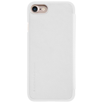 Prabangus „Nillkin“ Qin serijos baltas odinis atverčiamas Apple iPhone 7 (iPhone 8) dėklas / Priedai.lt