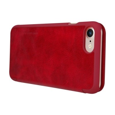 Prabangus „Nillkin“ Qin serijos raudonas odinis atverčiamas Apple iPhone 7 (iPhone 8) dėklas / Priedai.lt
