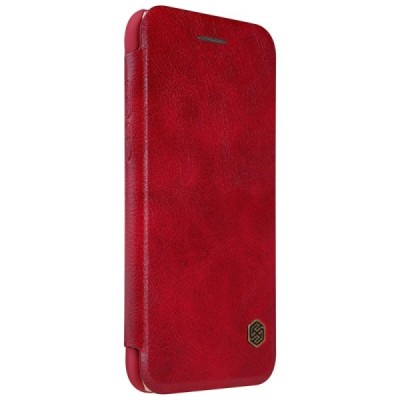 Prabangus „Nillkin“ Qin serijos raudonas odinis atverčiamas Apple iPhone 7 (iPhone 8) dėklas / Priedai.lt