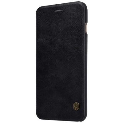 Prabangus „Nillkin“ Qin serijos juodas odinis atverčiamas Apple iPhone 7 Plus (iPhone 8 Plus) dėklas / Priedai.lt