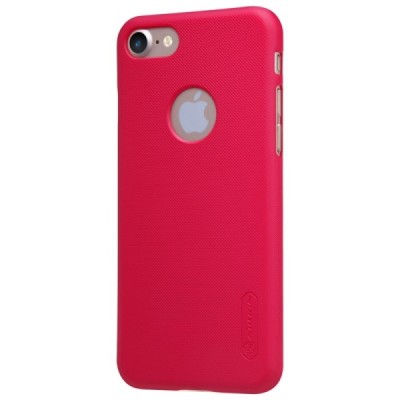 Nillkin Frosted Shield Apple iPhone 7 (iPhone 8) raudonas plastikinis dėklas + apsauginė ekrano plėvelė / Priedai.lt