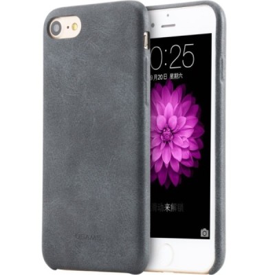 „USAMS“ Slim Leather Bob serijos Apple iPhone 7 (iPhone 8) juodas odinis dėklas - nugarėlė / Priedai.lt