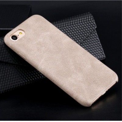 „USAMS“ Slim Leather Bob serijos Apple iPhone 7 (iPhone 8) smėlio spalvos odinis dėklas - nugarėlė / Priedai.lt
