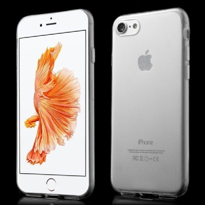 Apple iPhone 7 (iPhone 8) skaidrus (permatomas) kieto silikono TPU ploniausias pasaulyje bespalvis dėklas - nugarėlė / Priedai.l