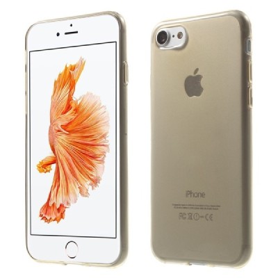 Apple iPhone 7 (iPhone 8) skaidrus (permatomas) šviesiai rudas kieto silikono TPU ploniausias pasaulyje dėklas - nugarėlė / Prie
