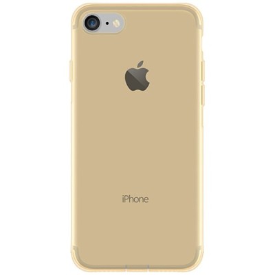 Apple iPhone 7 (iPhone 8) skaidrus (permatomas) šviesiai rudas kieto silikono TPU ploniausias pasaulyje dėklas - nugarėlė / Prie