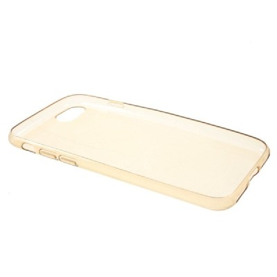 Apple iPhone 7 (iPhone 8) skaidrus (permatomas) šviesiai rudas kieto silikono TPU ploniausias pasaulyje dėklas - nugarėlė / Prie