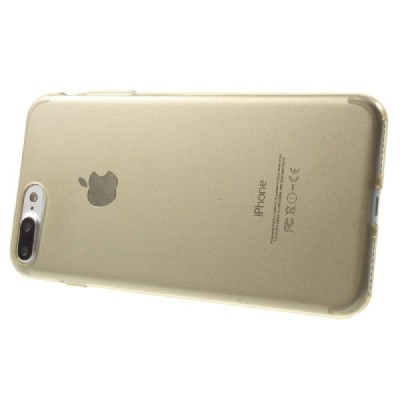 Apple iPhone 7 Plus (iPhone 8 Plus) skaidrus (permatomas) kieto silikono TPU ploniausias pasaulyje auksinis dėklas - nugarėlė / 
