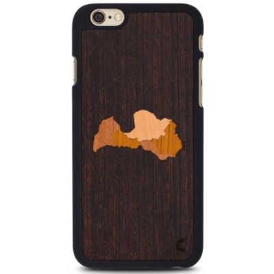 Apple iPhone 6 (6s) „Crafted Cover“ Latvija natūralaus medžio dėklas (tamsus medis) / Priedai.lt