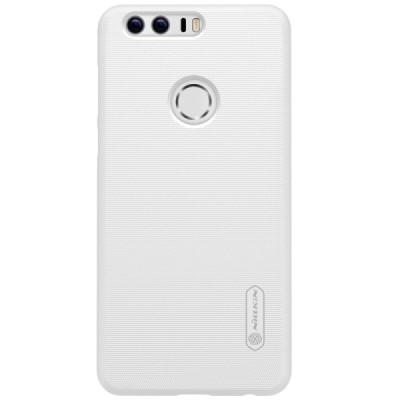 Nillkin Frosted Shield Honor 8 baltas plastikinis dėklas + apsauginė ekrano plėvelė / Priedai.lt