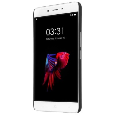 OnePlus X Nillkin Frosted Shield juodas plastikinis dėklas + apsauginė ekrano plėvelė / Priedai.lt