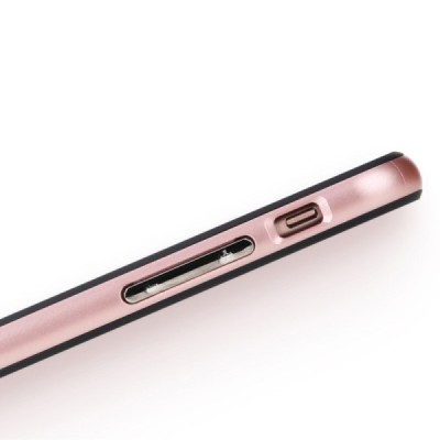„Rock“ Royce sustiprintos apsaugos Apple iPhone 7 (iPhone 8) juodas rožinės spalvos apvadais kieto silikono (TPU) ir plastiko dė