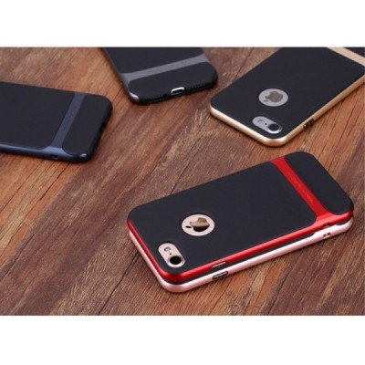 „Rock“ Royce sustiprintos apsaugos Apple iPhone 7 (iPhone 8) juodas raudonos spalvos apvadais kieto silikono (TPU) ir plastiko d