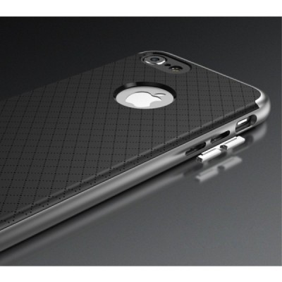 Apple iPhone 7 (iPhone 8) „IPAKY“ kieto silikono TPU juodas (pilkais apvadais) dėklas - nugarėlė / Priedai.lt