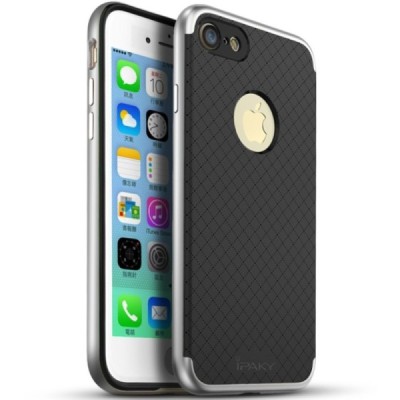 Apple iPhone 7 (iPhone 8) „IPAKY“ kieto silikono TPU juodas (sidabriniais apvadais) dėklas - nugarėlė / Priedai.lt