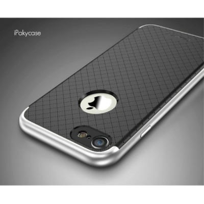Apple iPhone 7 (iPhone 8) „IPAKY“ kieto silikono TPU juodas (sidabriniais apvadais) dėklas - nugarėlė / Priedai.lt