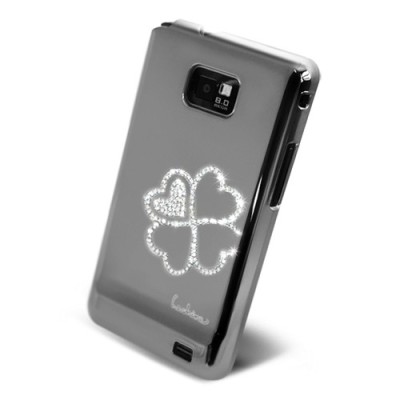 „Leshine“ juodas Samsung Galaxy S2 i9100 dėklas (dėkliukas, nugarėlė) - gėlė / Priedai.lt
