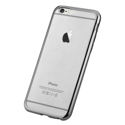 Apple iPhone 7 (iPhone 8) „Devia“ Glitter Case TPU silikoninis skaidrus permatomas plonas dėklas su juodu rėmeliu ir apsauginis 