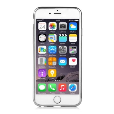 Apple iPhone 7 (iPhone 8) „Devia“ Glitter Case TPU silikoninis skaidrus permatomas plonas dėklas su sidabriniu rėmeliu ir apsaug