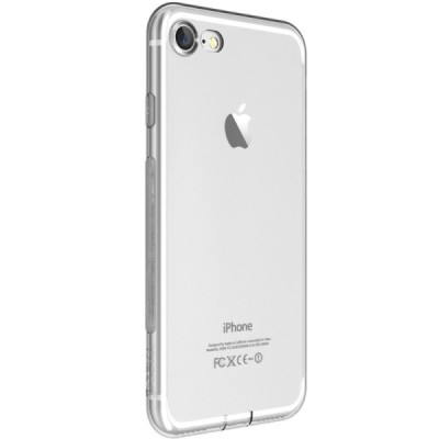 Apple iPhone 7 (iPhone 8) „Devia“ Naked Case TPU ploniausias silikoninis skaidrus pilkas permatomas dėklas ir apsauginis ekrano 
