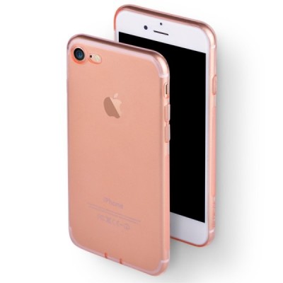 Apple iPhone 7 (iPhone 8) „Devia“ Naked Case TPU ploniausias silikoninis skaidrus rožinis permatomas dėklas ir apsauginis ekrano