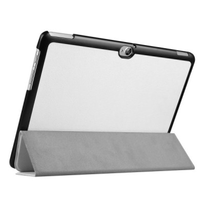 Huawei MediaPad M2 10 atverčiamas baltas odinis dėklas - knygutė / Priedai.lt