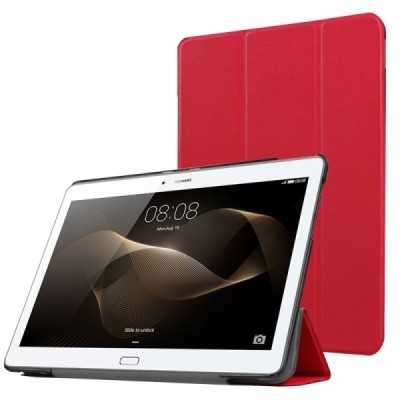 Huawei MediaPad M2 10 atverčiamas raudonas odinis dėklas - knygutė / Priedai.lt