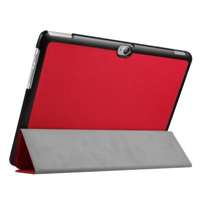 Huawei MediaPad M2 10 atverčiamas raudonas odinis dėklas - knygutė / Priedai.lt