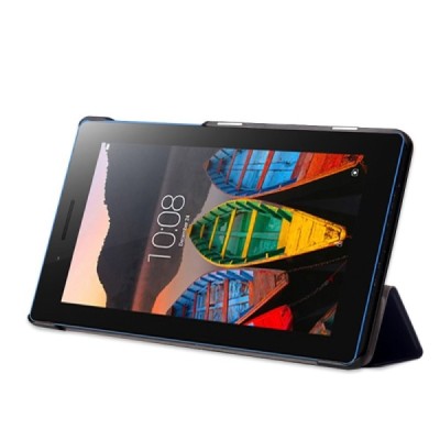 Lenovo Tab3 7 Essential (710, 710F, 710I) atverčiamas juodas odinis dėklas - knygutė / Priedai.lt