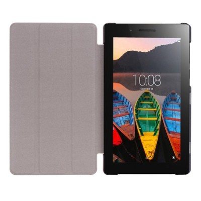 Lenovo Tab3 7 Essential (710, 710F, 710I) atverčiamas juodas odinis dėklas - knygutė / Priedai.lt