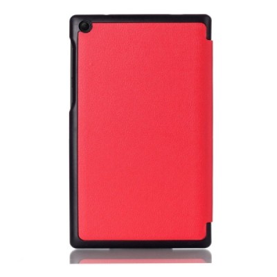Lenovo Tab3 7 Essential (710, 710F, 710I) atverčiamas raudonas odinis dėklas - knygutė / Priedai.lt