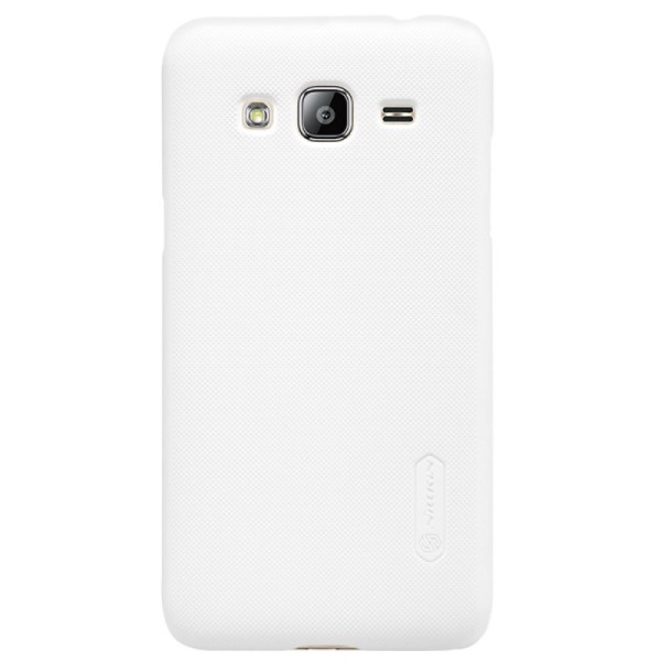 „Nillkin“ Frosted Shield dėklas - baltas + apsauginė ekrano plėvelė (Galaxy J3 2016)