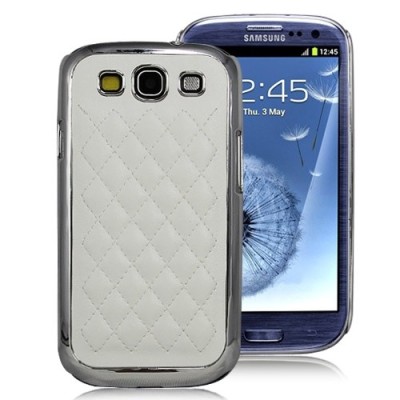 Stilingas baltas odinis Samsung Galaxy S3 dėklas (dėkliukas, nugarėlė) / Priedai.lt