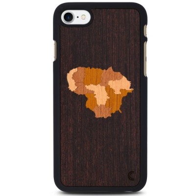 Apple iPhone 7 (iPhone 8) „Crafted Cover“ Lietuva natūralaus medžio dėklas (tamsus medis) / Priedai.lt