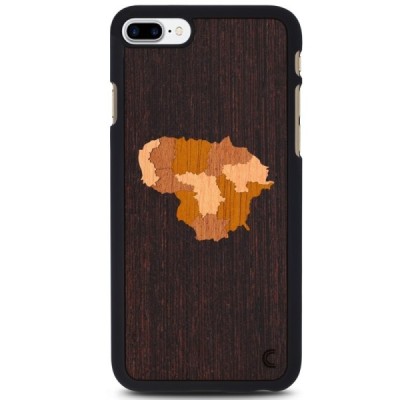 Apple iPhone 7 Plus (iPhone 8 Plus) „Crafted Cover“ Lietuva natūralaus medžio dėklas (tamsus medis) / Priedai.lt