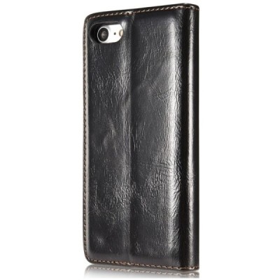 Apple iPhone 7 (iPhone 8) „CaseMe“ solidus atverčiamas juodas odinis dėklas - knygutė / Priedai.lt