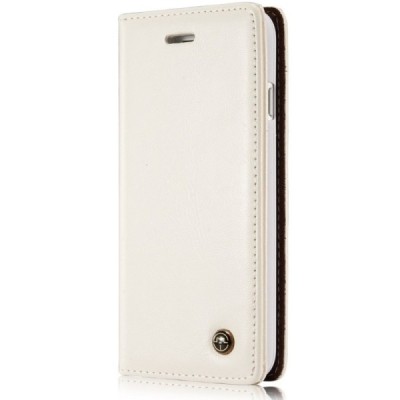 Apple iPhone 7 (iPhone 8) „CaseMe“ solidus atverčiamas baltas odinis dėklas - knygutė / Priedai.lt