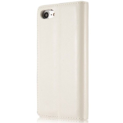 Apple iPhone 7 (iPhone 8) „CaseMe“ solidus atverčiamas baltas odinis dėklas - knygutė / Priedai.lt