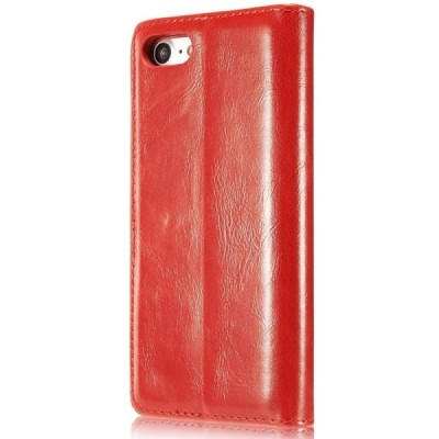 Apple iPhone 7 (iPhone 8) „CaseMe“ solidus atverčiamas raudonas odinis dėklas - knygutė / Priedai.lt