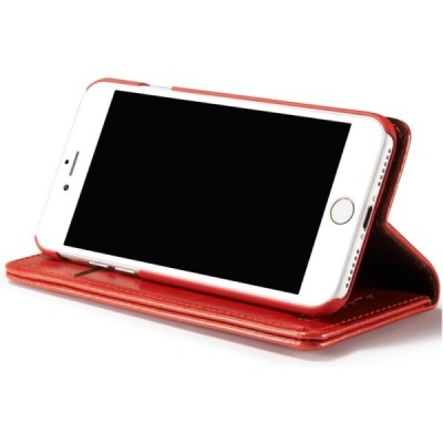 Apple iPhone 7 (iPhone 8) „CaseMe“ solidus atverčiamas raudonas odinis dėklas - knygutė / Priedai.lt