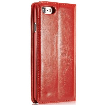 Apple iPhone 7 (iPhone 8) „CaseMe“ solidus atverčiamas raudonas odinis dėklas - knygutė / Priedai.lt
