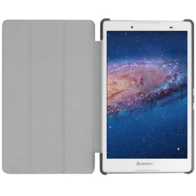 Lenovo Tab2 A8-50 (Lenovo Tab3 8.0) atverčiamas juodas odinis dėklas - knygutė / Priedai.lt