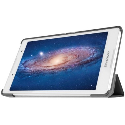 Lenovo Tab2 A8-50 (Lenovo Tab3 8.0) atverčiamas juodas odinis dėklas - knygutė / Priedai.lt