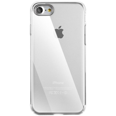 Apple iPhone 7 (iPhone 8) Baseus Glitter plastikinis skaidrus permatomas sidabrinis dėklas / Priedai.lt