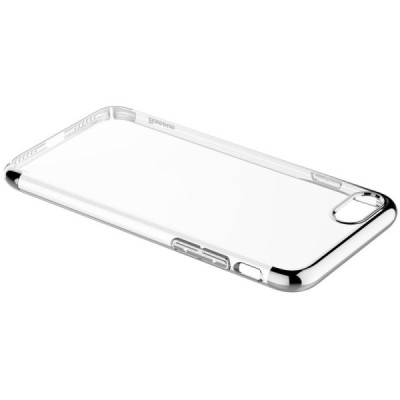 Apple iPhone 7 (iPhone 8) Baseus Glitter plastikinis skaidrus permatomas sidabrinis dėklas / Priedai.lt