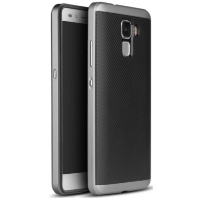Honor 7 „IPAKY“ kieto silikono TPU juodas (pilkais apvadais) dėklas - nugarėlė / Priedai.lt